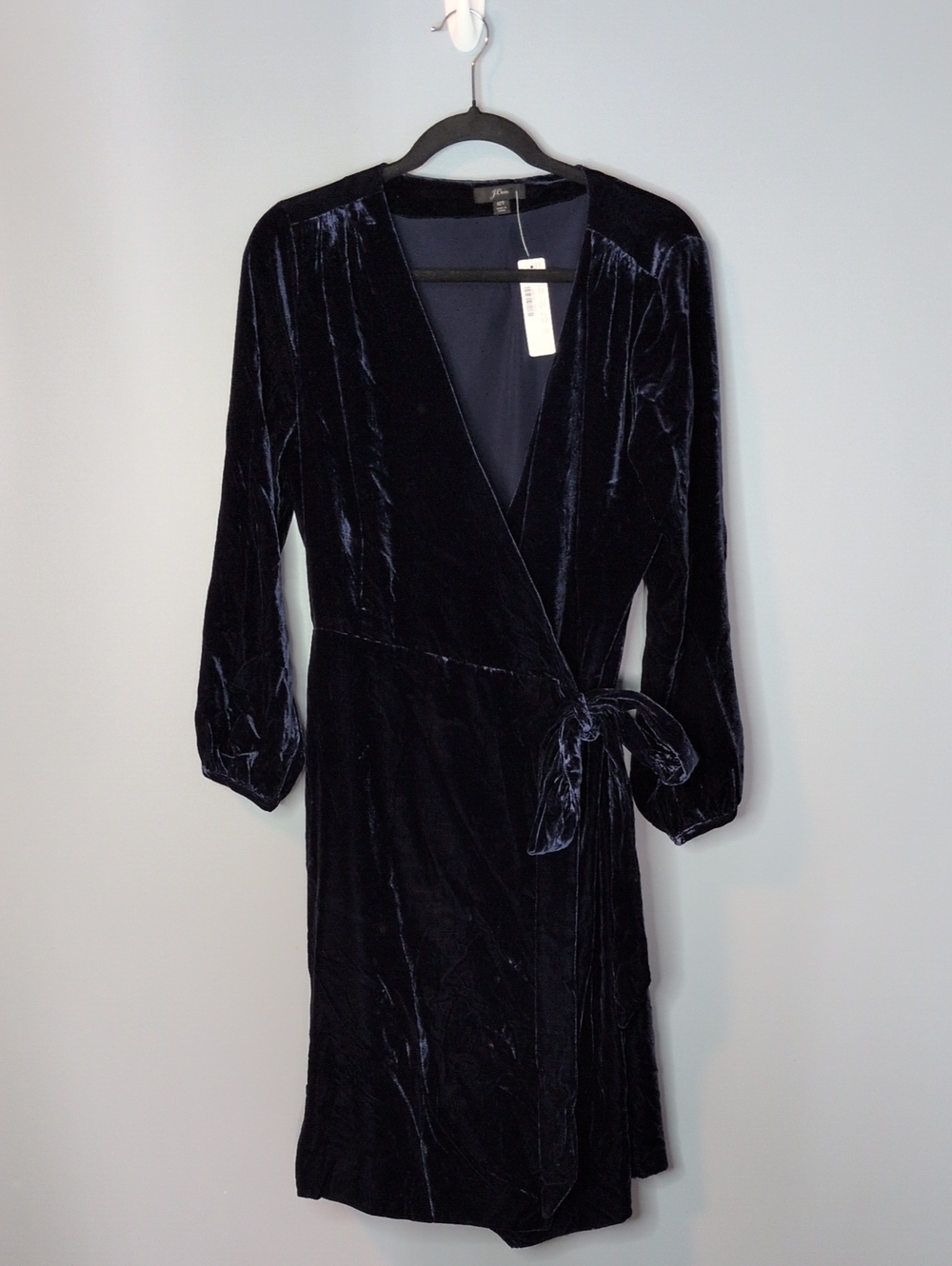 J. Crew Midnight Blue Velvet Wrap Dress Size 12T Tall Style K0147